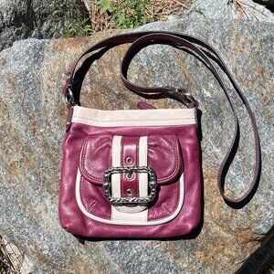 B Makowsky Leather Crossbody fabulous condition multi Pocket purple/pink